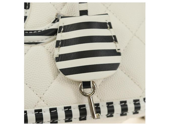 CHANEL CC Figley Matelasse Chain Bag Caviar Skin White Silver CC Auth 189075SM Argento Bianco - vista 25