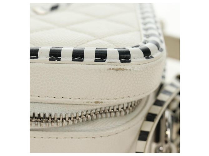 CHANEL CC Figley Matelasse Chain Bag Caviar Skin White Silver CC Auth 189075SM Argento Bianco - vista 5