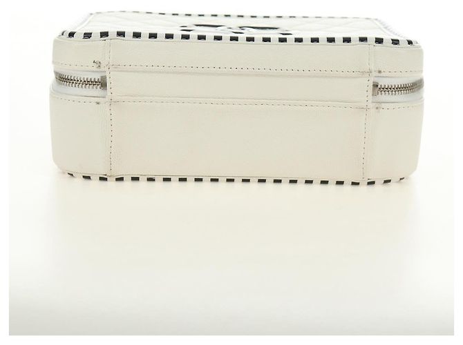 CHANEL CC Figley Matelasse Chain Bag Caviar Skin White Silver CC Auth 189075SM Argento Bianco - vista 6