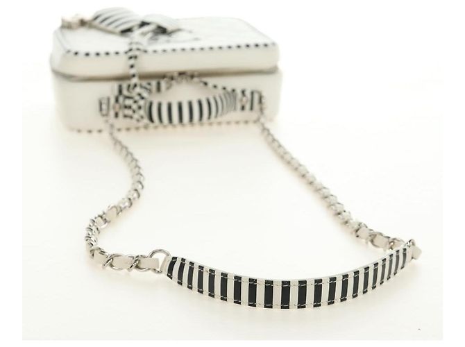 CHANEL CC Figley Matelasse Chain Bag Caviar Skin White Silver CC Auth 189075SM Argento Bianco - vista 8