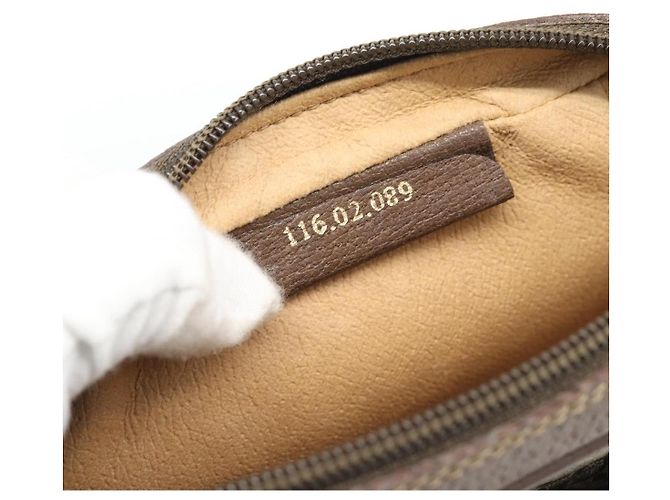 Bolso GUCCI GG Supreme Web Sherry Line en PVC Beige Oro 116 02 089 Auth BA13711 Dorado - vista 12