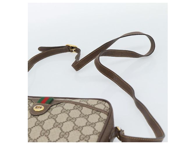 Bolso GUCCI GG Supreme Web Sherry Line en PVC Beige Oro 116 02 089 Auth BA13711 Dorado - vista 14