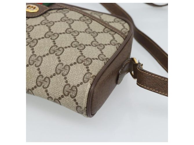 Bolso GUCCI GG Supreme Web Sherry Line en PVC Beige Oro 116 02 089 Auth BA13711 Dorado - vista 15