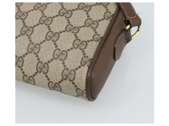 Bolso GUCCI GG Supreme Web Sherry Line en PVC Beige Oro 116 02 089 Auth BA13711 Dorado - vista 17