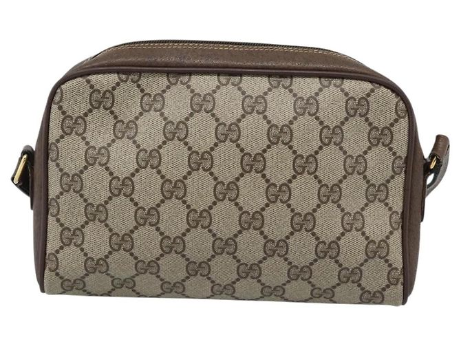 Bolso GUCCI GG Supreme Web Sherry Line en PVC Beige Oro 116 02 089 Auth BA13711 Dorado - vista 2