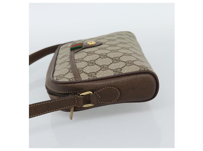 Bolso GUCCI GG Supreme Web Sherry Line en PVC Beige Oro 116 02 089 Auth BA13711 Dorado - vista 3