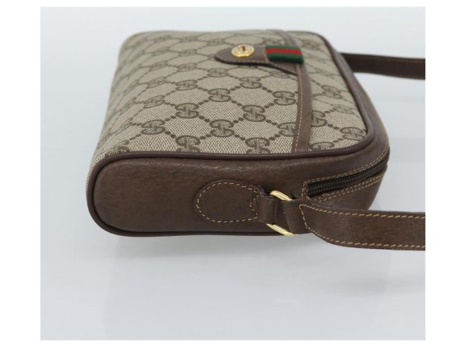Bolso GUCCI GG Supreme Web Sherry Line en PVC Beige Oro 116 02 089 Auth BA13711 Dorado - vista 4