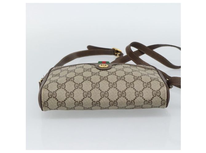 Bolso GUCCI GG Supreme Web Sherry Line en PVC Beige Oro 116 02 089 Auth BA13711 Dorado - vista 5