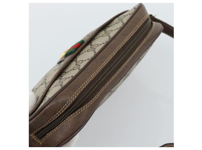 Bolso GUCCI GG Supreme Web Sherry Line en PVC Beige Oro 116 02 089 Auth BA13711 Dorado - vista 6
