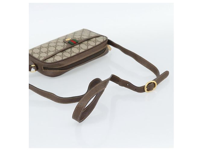 Bolso GUCCI GG Supreme Web Sherry Line en PVC Beige Oro 116 02 089 Auth BA13711 Dorado - vista 7