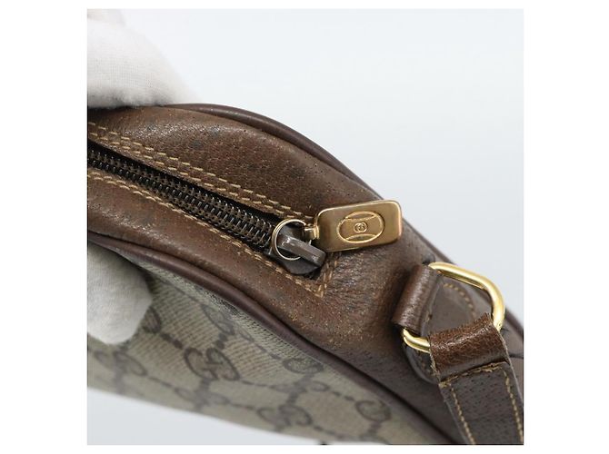 Bolso GUCCI GG Supreme Web Sherry Line en PVC Beige Oro 116 02 089 Auth BA13711 Dorado - vista 8