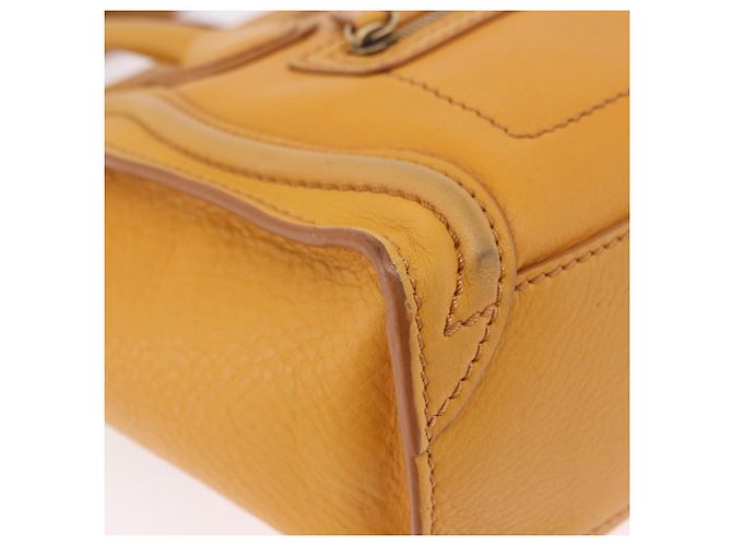 Céline CELINE Luggage Nano Shopper Handtasche aus Leder 2way Yellow Gold Auth 189842A Golden Gelb - Ansicht 10