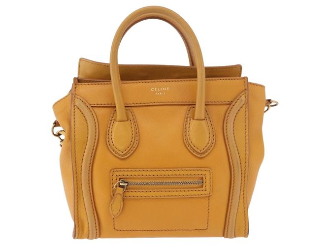 Céline CELINE Luggage Nano Shopper Handtasche aus Leder 2way Yellow Gold Auth 189842A Golden Gelb - Ansicht 13
