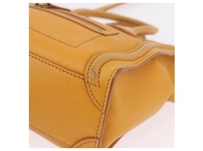 Céline CELINE Luggage Nano Shopper Handtasche aus Leder 2way Yellow Gold Auth 189842A Golden Gelb - Ansicht 15