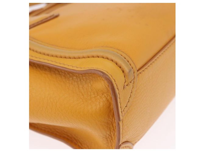 Céline CELINE Luggage Nano Shopper Handtasche aus Leder 2way Yellow Gold Auth 189842A Golden Gelb - Ansicht 16