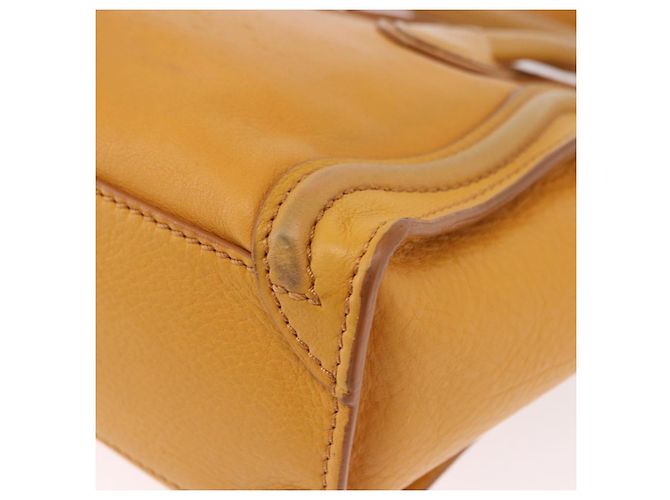 Céline CELINE Luggage Nano Shopper Handtasche aus Leder 2way Yellow Gold Auth 189842A Golden Gelb - Ansicht 17