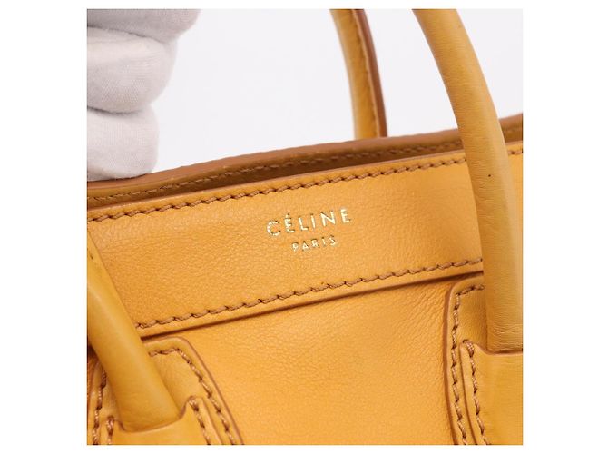 Céline CELINE Luggage Nano Shopper Handtasche aus Leder 2way Yellow Gold Auth 189842A Golden Gelb - Ansicht 19