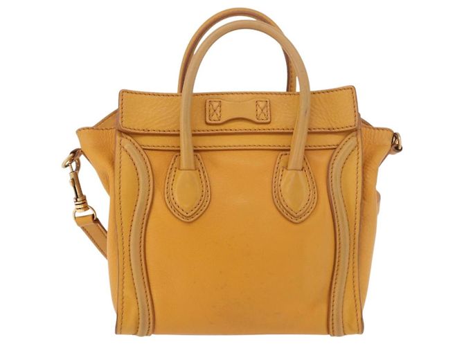 Céline CELINE Luggage Nano Shopper Handtasche aus Leder 2way Yellow Gold Auth 189842A Golden Gelb - Ansicht 2