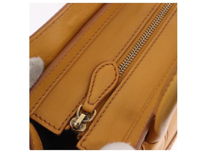 Céline CELINE Luggage Nano Shopper Handtasche aus Leder 2way Yellow Gold Auth 189842A Golden Gelb - Ansicht 20
