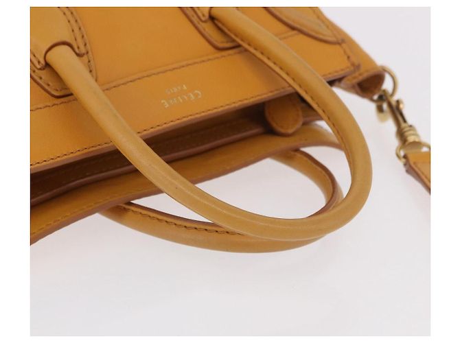 Céline CELINE Luggage Nano Shopper Handtasche aus Leder 2way Yellow Gold Auth 189842A Golden Gelb - Ansicht 7