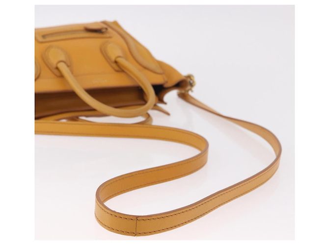 Céline CELINE Luggage Nano Shopper Handtasche aus Leder 2way Yellow Gold Auth 189842A Golden Gelb - Ansicht 9