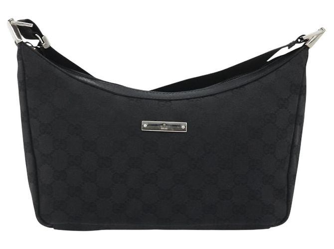 Borsa a Spalla GUCCI GG Canvas Nera Argento 35098 Auth 190284A Nero - vista 13