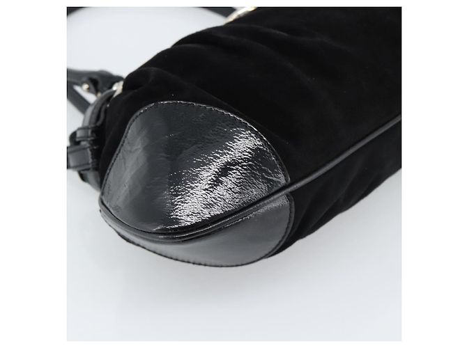 Borsa Salvatore Ferragamo Gancini in scamosciato nero e argento Auth BA13719A - vista 15