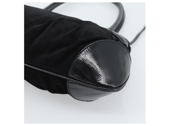 Borsa Salvatore Ferragamo Gancini in scamosciato nero e argento Auth BA13719A - vista 16