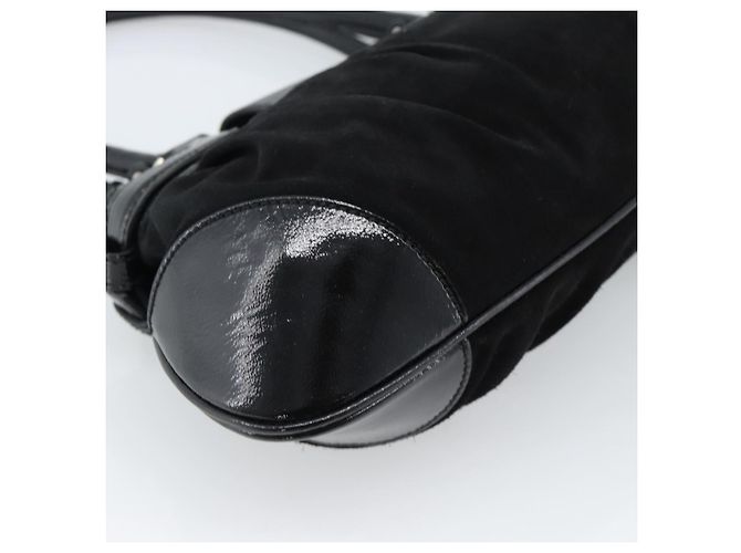 Borsa Salvatore Ferragamo Gancini in scamosciato nero e argento Auth BA13719A - vista 17