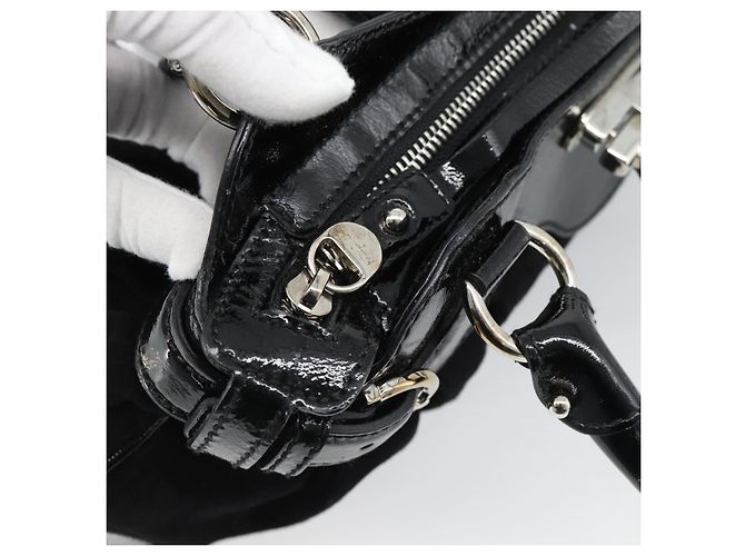 Borsa Salvatore Ferragamo Gancini in scamosciato nero e argento Auth BA13719A - vista 19
