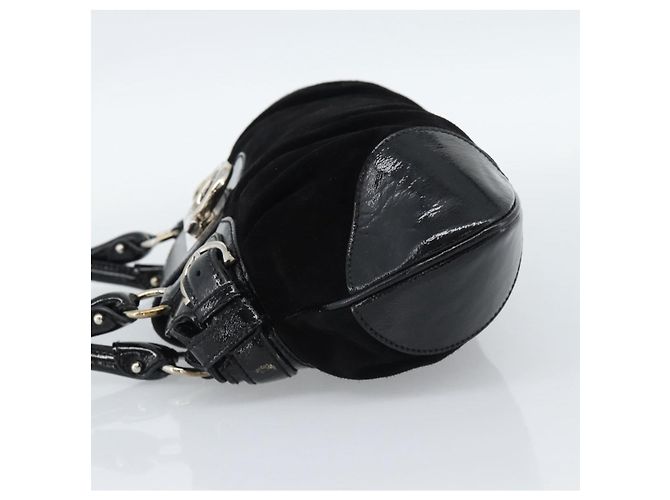 Borsa Salvatore Ferragamo Gancini in scamosciato nero e argento Auth BA13719A - vista 3
