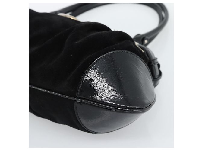 Borsa Salvatore Ferragamo Gancini in scamosciato nero e argento Auth BA13719A - vista 9