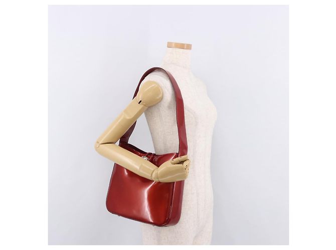 Céline Borsa a tracolla CELINE Star Ball in pelle vernice rossa oro Auth 189968A Rosso D'oro - vista 28