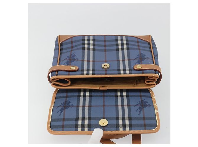 Borsa Burberrys Nova Check in PVC 2way Blu Oro Auth 190255 D'oro - vista 19