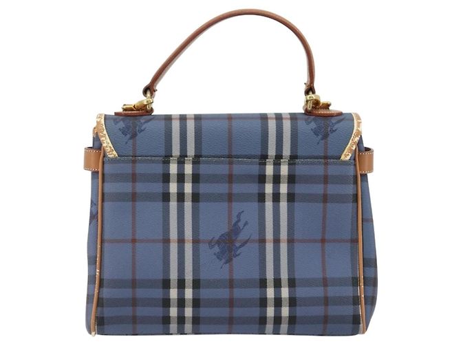 Borsa Burberrys Nova Check in PVC 2way Blu Oro Auth 190255 D'oro - vista 2