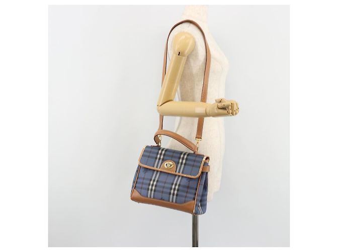 Borsa Burberrys Nova Check in PVC 2way Blu Oro Auth 190255 D'oro - vista 25