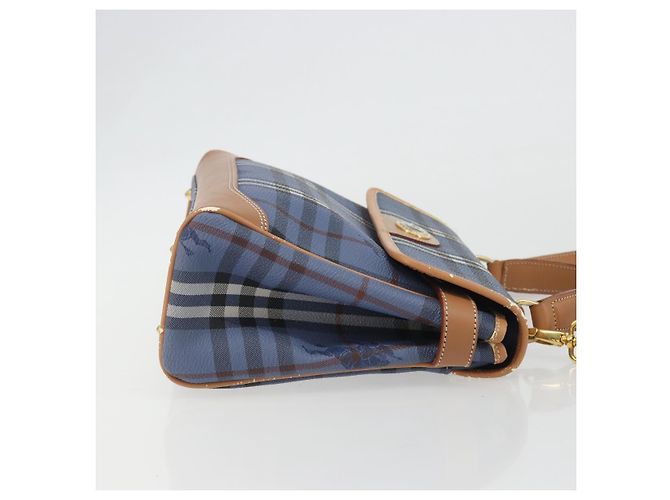 Borsa Burberrys Nova Check in PVC 2way Blu Oro Auth 190255 D'oro - vista 3