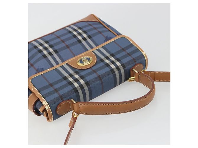 Borsa Burberrys Nova Check in PVC 2way Blu Oro Auth 190255 D'oro - vista 6