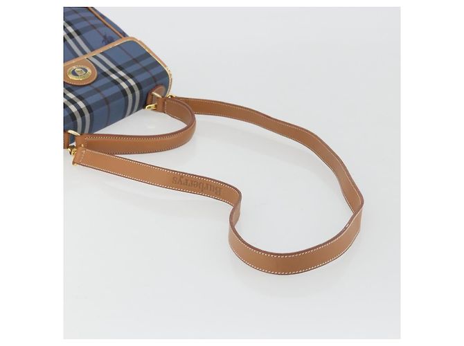 Borsa Burberrys Nova Check in PVC 2way Blu Oro Auth 190255 D'oro - vista 9