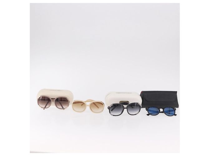 Gafas de sol VALENTINO Chloe de plástico 4 Set Black Beige Brown Auth BA13633 Castaño Negro - vista 26
