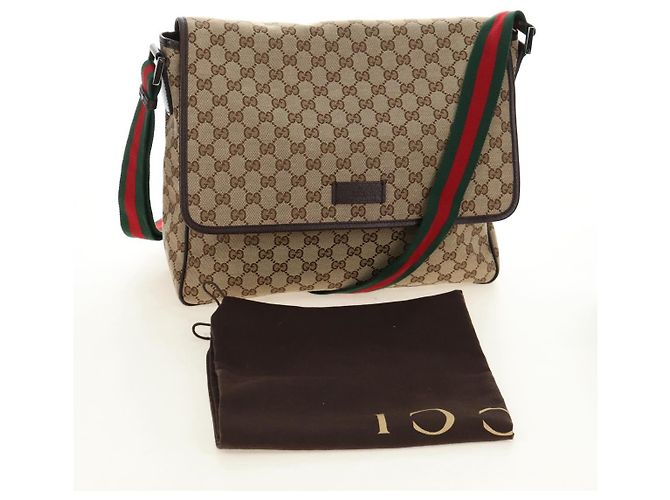 Borsa a tracolla GUCCI GG Canvas Web Sherry Line Beige Argento 23302 Auth am11988V - vista 12