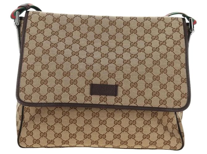 Borsa a tracolla GUCCI GG Canvas Web Sherry Line Beige Argento 23302 Auth am11988V - vista 13