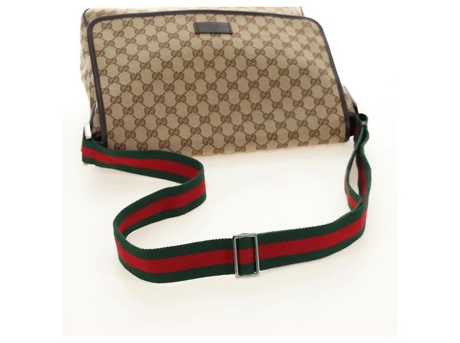 Borsa a tracolla GUCCI GG Canvas Web Sherry Line Beige Argento 23302 Auth am11988V - vista 20