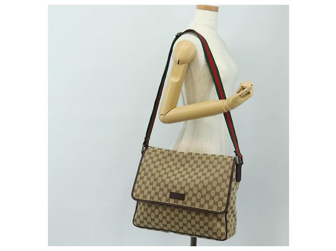 Borsa a tracolla GUCCI GG Canvas Web Sherry Line Beige Argento 23302 Auth am11988V - vista 35