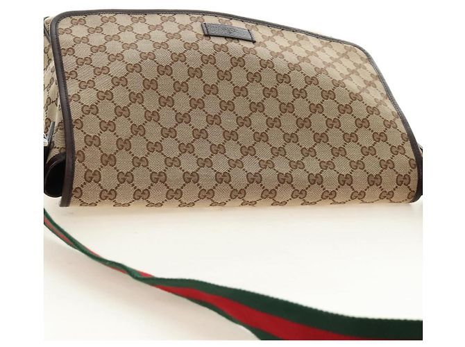 Borsa a tracolla GUCCI GG Canvas Web Sherry Line Beige Argento 23302 Auth am11988V - vista 6