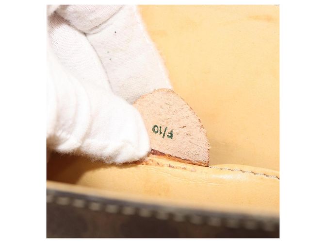 Céline CELINE Bolsa de Ombro Macadam Canvas com Medalhão PVC Couro Marrom Ouro Autêntica 189300 Dourado - vista 12