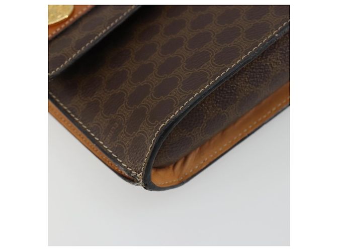 Céline CELINE Bolsa de Ombro Macadam Canvas com Medalhão PVC Couro Marrom Ouro Autêntica 189300 Dourado - vista 14