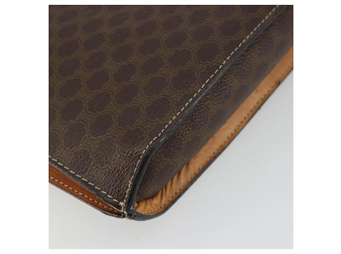 Céline CELINE Bolsa de Ombro Macadam Canvas com Medalhão PVC Couro Marrom Ouro Autêntica 189300 Dourado - vista 16