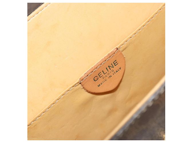 Céline CELINE Bolsa de Ombro Macadam Canvas com Medalhão PVC Couro Marrom Ouro Autêntica 189300 Dourado - vista 18