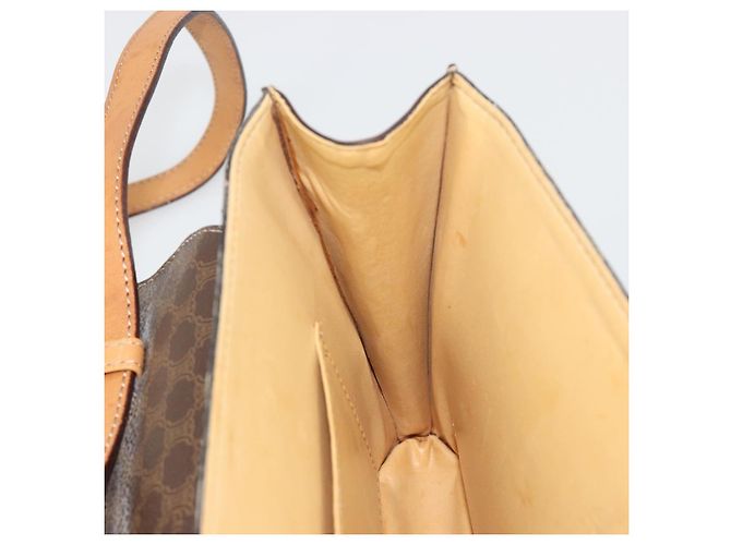 Céline CELINE Bolsa de Ombro Macadam Canvas com Medalhão PVC Couro Marrom Ouro Autêntica 189300 Dourado - vista 19